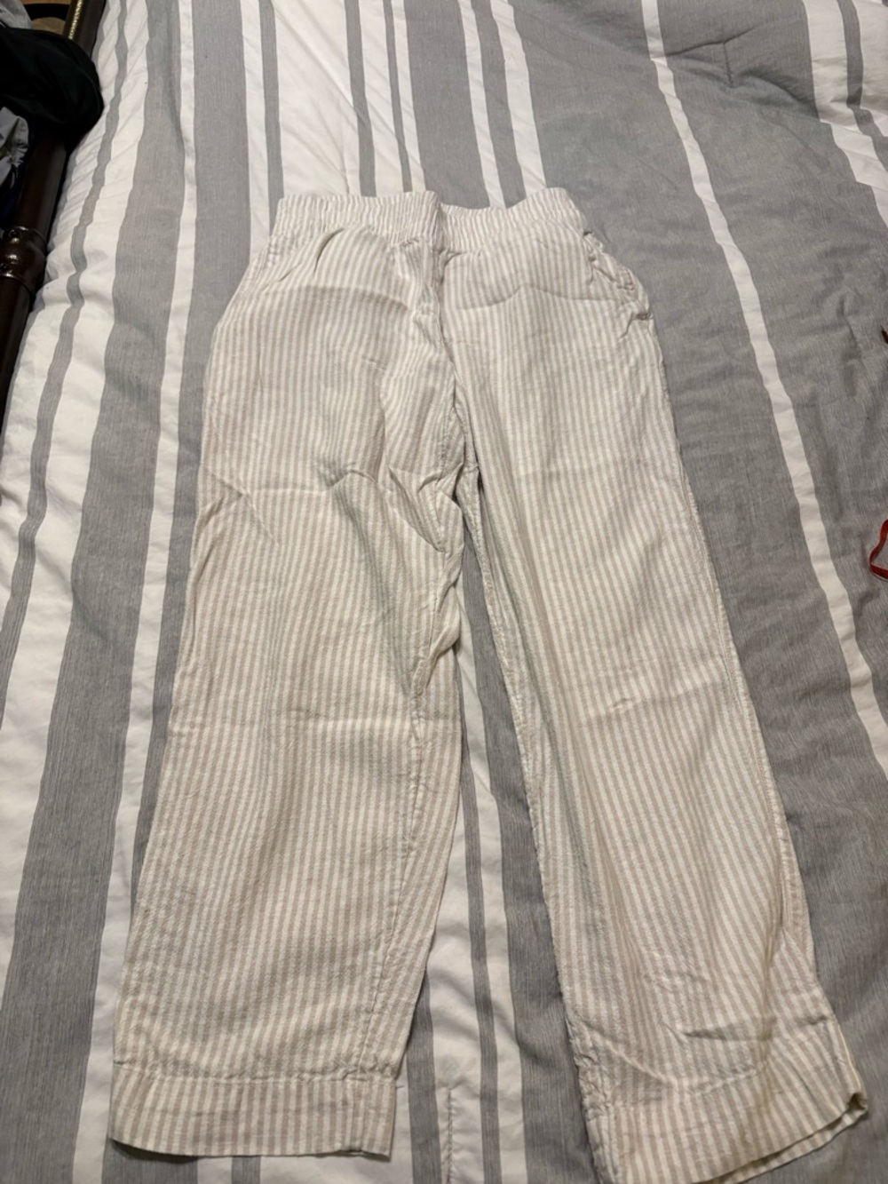 Women’s Striped Linen-Blend Casual Pants - Beige/White
